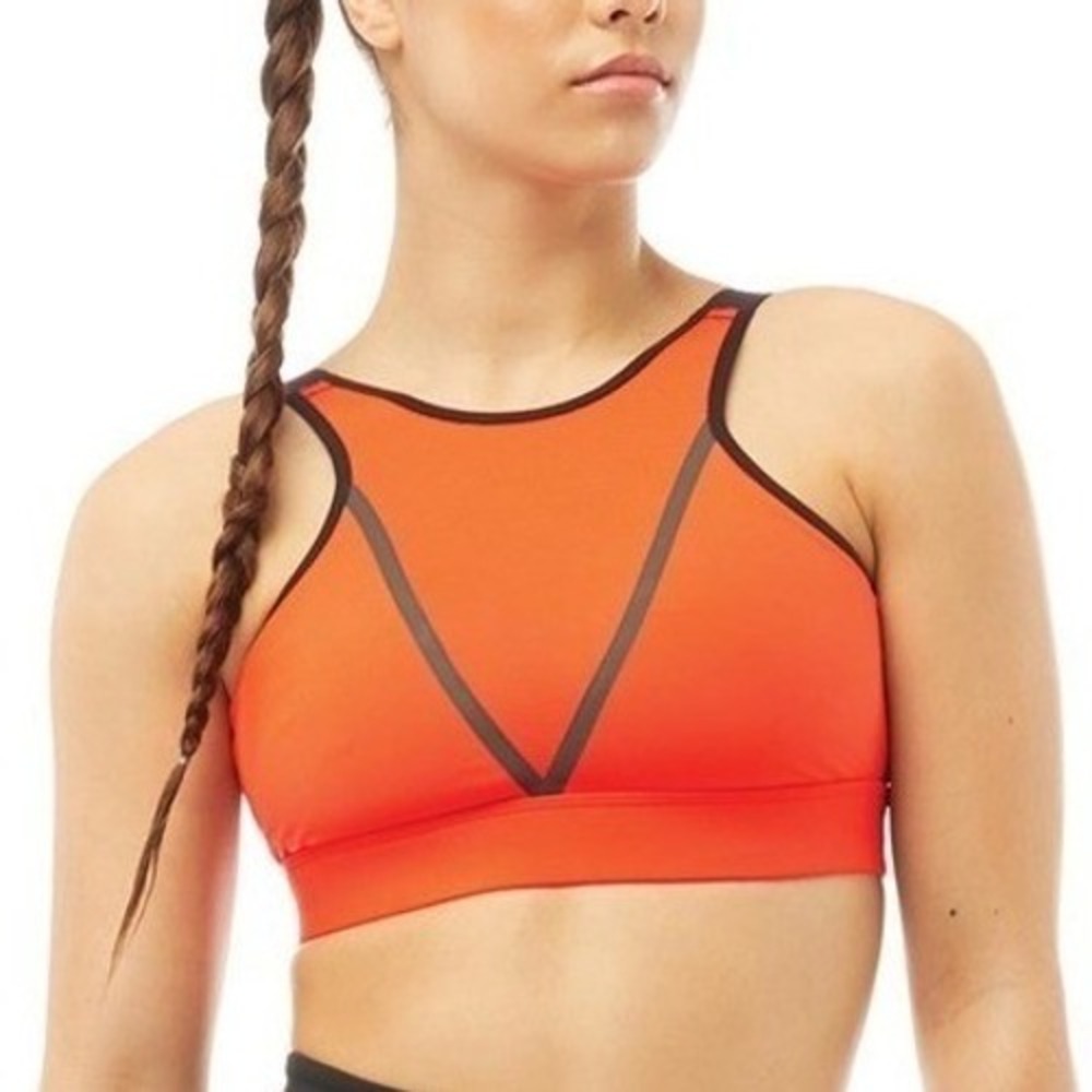 Adidas x Karlie Kloss Aeroready Sports Bra Orange High Neck Mesh Brand Straps XS